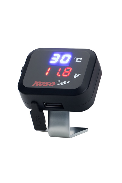 Choice black 3IN1 Motorcycle USB Fast Charger with Thermometer and Voltmeter ...