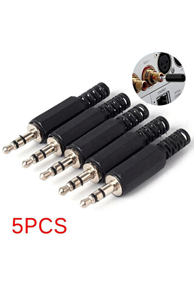 Choice 5 قطع من موصلات سماعات الرأس مقاس 3.5 ملم، غلاف بلاستيكي أسود، قابس مق...