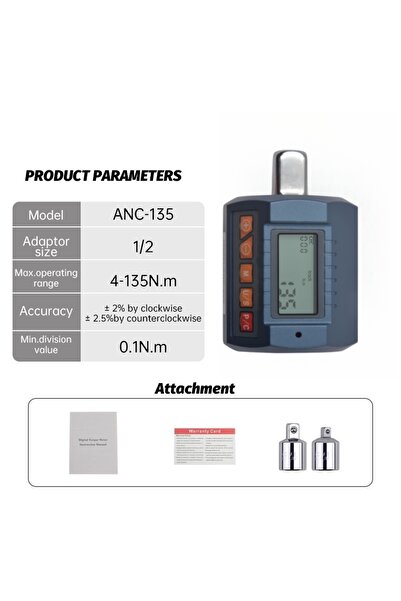 choice2 ANC-135 ANC N.M Industrial Large Screen Digital Torque Meter Special ...
