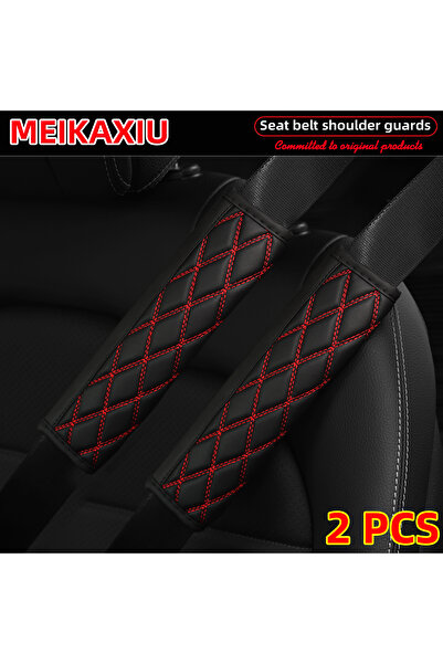 Choice15 BK red 2PCS 3D Black PU Leather Car Shoulder Guard Cover 1PC/2PCS 3D...