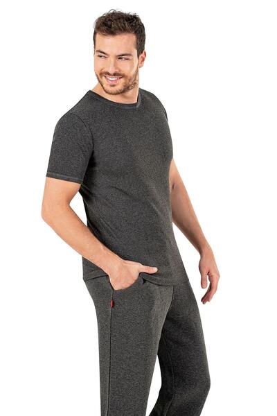 OBJE Men's Anthracite Camisole Half Sleeve T-Shirt