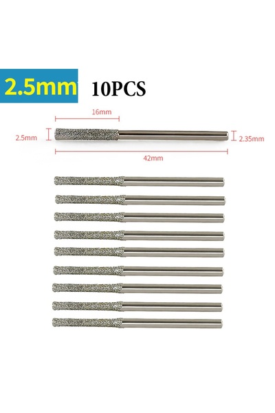 choice2 10PCS 2.5mm 10PCS 0.8-2.5mm Diamond Drill Bits With 2.35mm Shank For ...