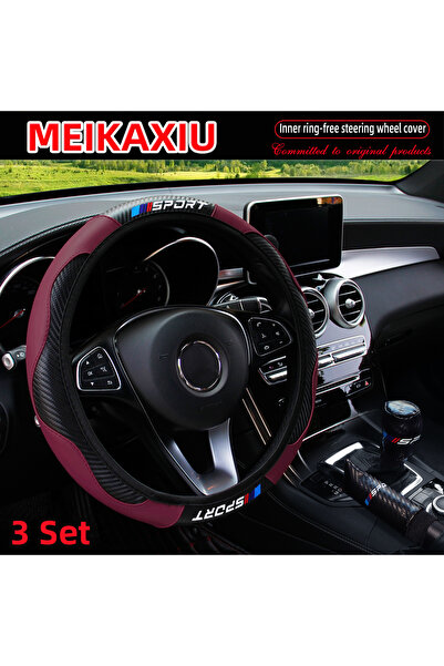Choice غطاء عجلة قيادة سيارة رياضية من الجلد الصناعي وألياف الكربون، لون أحمر...