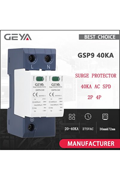 Choice 1P AC275V 40KA GEYA GSP9 2P 4P Surge Protector 20KA-40KA SPD AC275V SP...