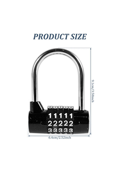 Choice1 قفل باب أسود كبير الحجم، مكون من 5 أرقام، مصنوع من سبائك الزنك، مقاس ...