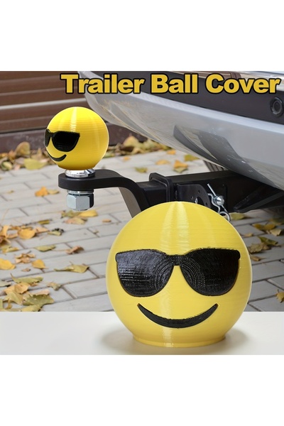 Choice غطاء كرة سحب بتصميم وجه مضحك، قطعة واحدة، 50 مم، غطاء عالمي لوصلة المق...