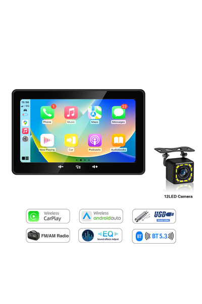 Choice راديو بحري لاسلكي 7 بوصة مزود بـ 12 مصباح LED، يدعم نظامي CarPlay وAnd...