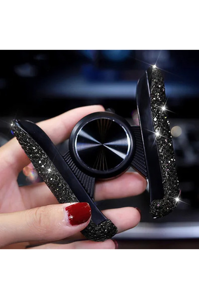 Choice حامل هاتف أسود للسيارة، للنساء، مزين بالكريستال والماس، يُثبت على فتحة...