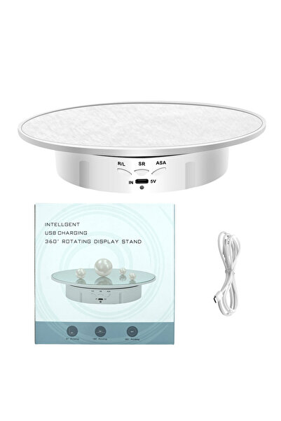 Choice White suede 200mm 3 Speeds Photography Rotating Display Stand 360 Elec...