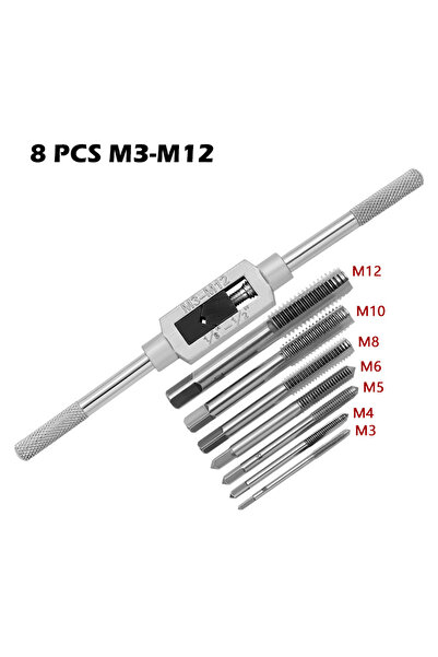Choice مجموعة 8 قطع من صنابير يدوية مترية M3-M12 (8/6 قطع) من الفولاذ عالي ال...