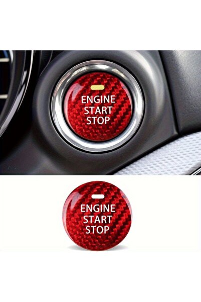 Choice غطاء زر تشغيل/إيقاف المحرك بدون مفتاح للسيارة باللون الأحمر، ملصق زخرف...