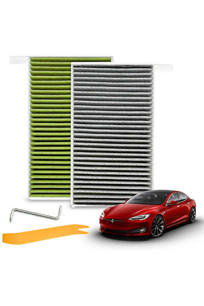 Choice فلتر هواء سيارة تسلا موديل 3 Y أخضر، قطعتان، فلتر مكيف هواء المقصورة م...