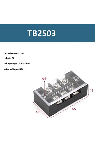 Choice موصل أسلاك TB2503 ذو صفين من أطراف التوصيل اللولبية، بقدرة 25 أمبير و6...