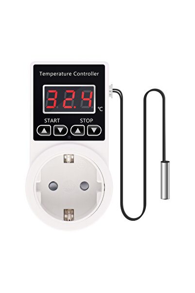 Choice جهاز تحكم بدرجة الحرارة مزود بشاشة LCD وقابس أوروبي، مقبس ترموستات أور...