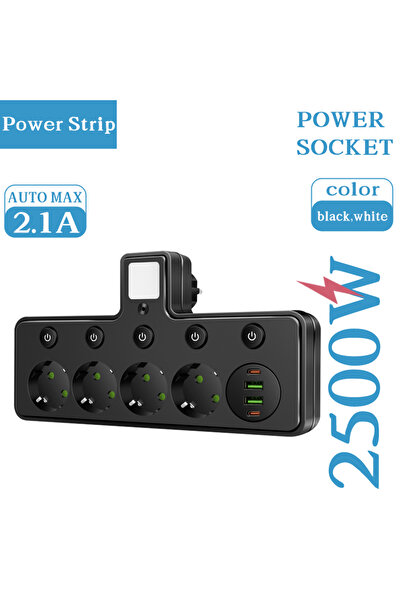 Choice1 220V EU 4 socket BLACK as picture show EU Plug Sket 4/3 Skets Power S...