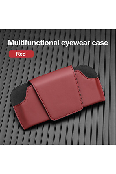 Choice3 حافظة نظارات شمسية مغناطيسية حمراء للسيارة، حافظة نظارات شمسية عالمية...