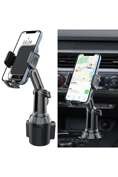 Choice حامل هاتف أسود مُطوّر على شكل كوب - قابل للتعديل بزاوية 360 درجة، يناس...