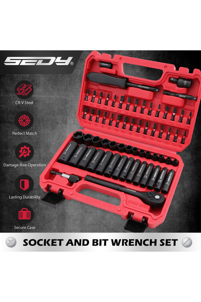 Choice SEDY 64-Piece 1/4" Drive Impact Sket Wrench Driver-Bits Set Cr-V Metri...