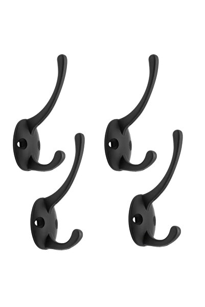 Choice 4 قطع من خطافات المعاطف المعدنية السوداء، مثبتة على الحائط بتصميم كلاس...