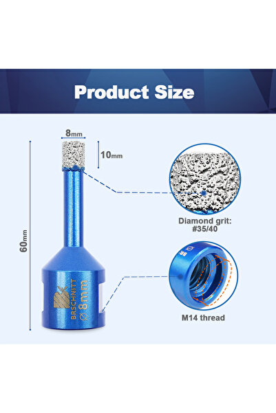 Choice4 مثقاب ماسي M14 بقطر 8 مم من BRSCHNITT، قطعة واحدة/قطعتان، 6/8/10 مم، ...