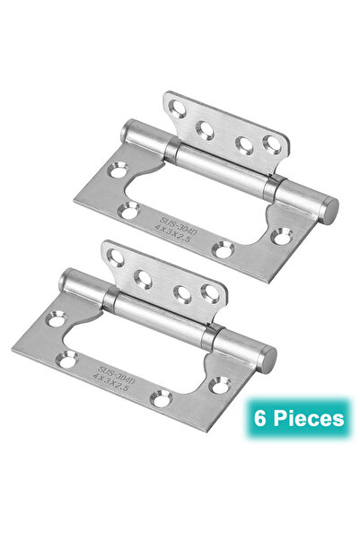Choice Silver 6 Pieces 4x 3 inch Non Mortise Door Hinges, Stainless Steel Doo...