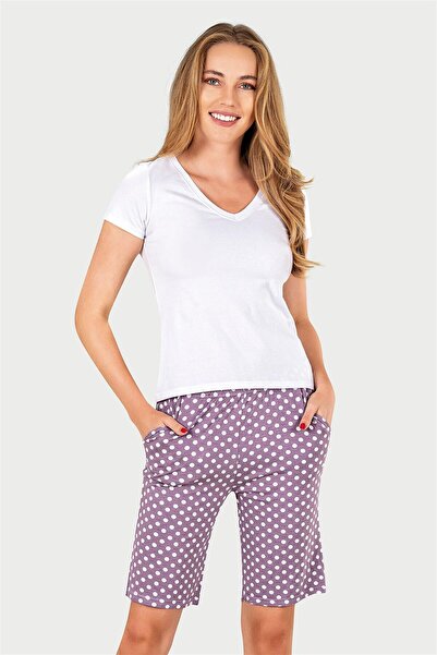 OBJE Women's Purple Viscose Pocket Shorts