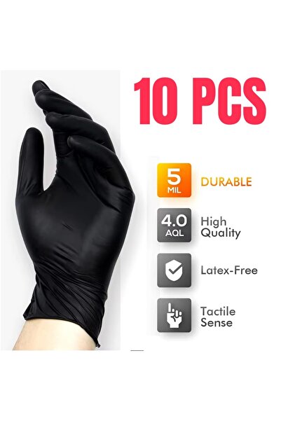 Choice عبوة من 10 قفازات للاستخدام مرة واحدة، مصنوعة من النتريل الأسود، مقاس ...