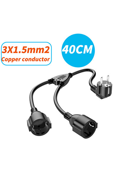 Choice سلك مقسم طاقة أوروبي بطول 40 سم، سلك تمديد مقسم طاقة أوروبي 1×2، موصل ...