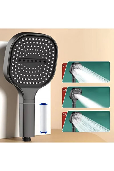 Choice رأس دش منزلي رمادي اللون، لوحة كبيرة 13 سم، 3 أوضاع قابلة للتعديل، رأس...