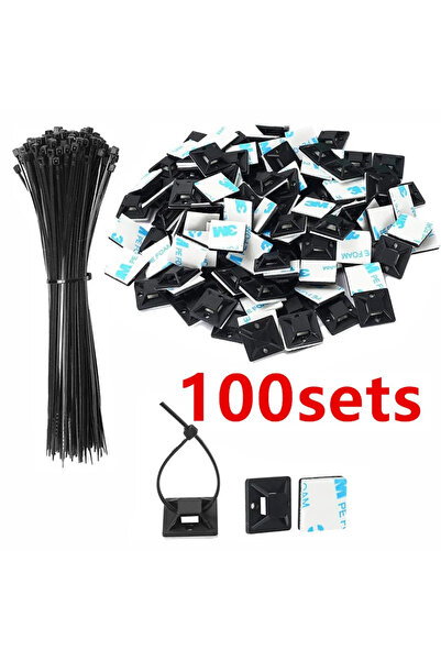 Choice 100Sets Black 100 sets of self -adhesive fixed seats clip zipper tie i...