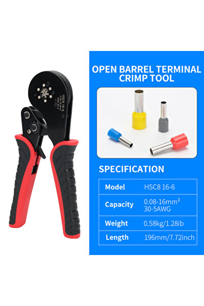 Choice كماشة تجعيد الأسلاك 16-6، أكمام تثبيت، أدوات طرفية أنبوبية HSC8، أداة ...