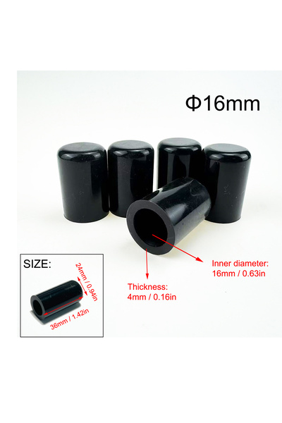 Choice5 5 قطع سوداء - 16 مم، 5 قطع من أغطية السيليكون السوداء لإغلاق نهاية خر...