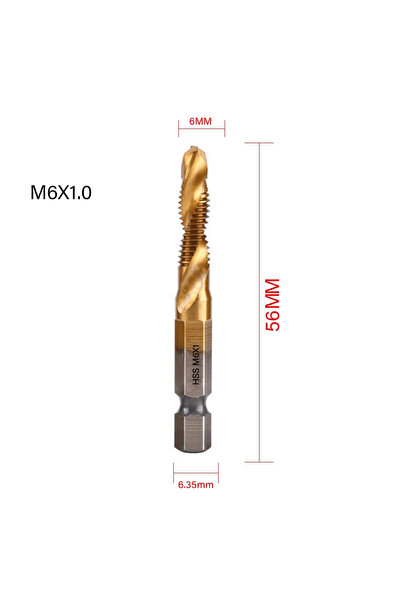 Choice15 مجموعة رؤوس مثقاب تيتانيوم ذهبية M6X1.0 مكونة من 6 قطع، مقاس متري، م...