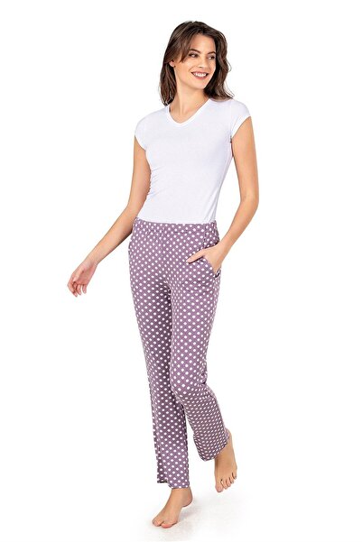 OBJE Women's Viscose Pajama Bottoms with Purple Background