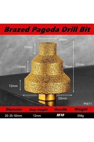 Choice1 Style A Brazed Pagoda Drill Bit M10 Diamond Chamfer Router Tower Dril...