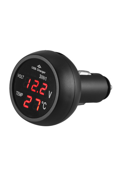 Choice Red Car Charger 3 in 1 12/24V Charge with Voltmeter Switch Car Auto LE...