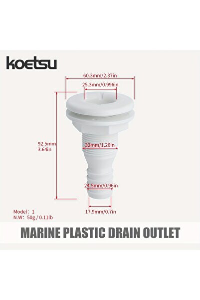 Choice Beige KOETSU Marine Plastic Drain White Boat Drainage Pipe for Bathroo...
