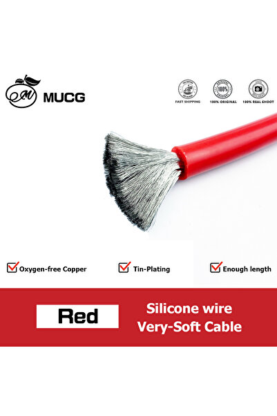 Choice40 كابل سيليكون أحمر بطول 2 متر، مقاس 2-0 AWG، متوفر بأطوال 1/2/3 متر، ...