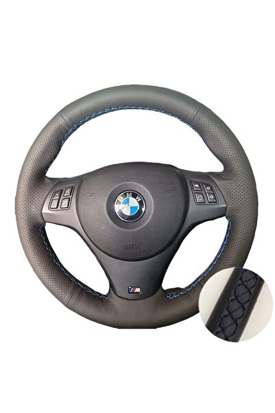 Choice غطاء عجلة قيادة السيارة من الجلد الأسود بالكامل، مضفر، ناعم، من الجلد،...