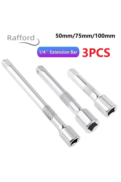 Choice 3pcs 1/4 Inch Socket Ratchet Wrench Extension Bar 50/75/100mm Long Bar...