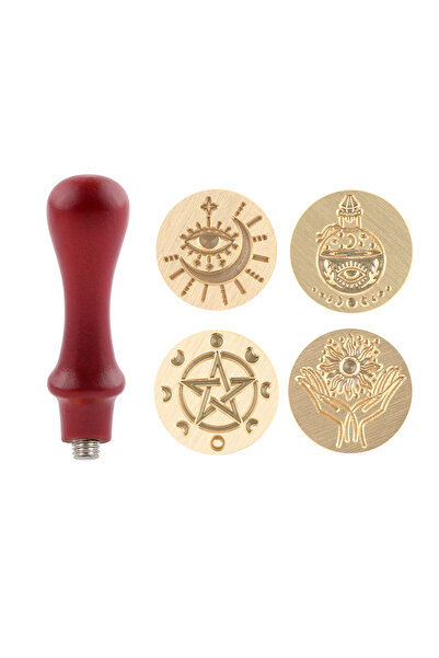 Choice مجموعة طوابع ختم الشمع YZ0030A1، رأس ختم ختم مراحل القمر على شكل نجمة ...