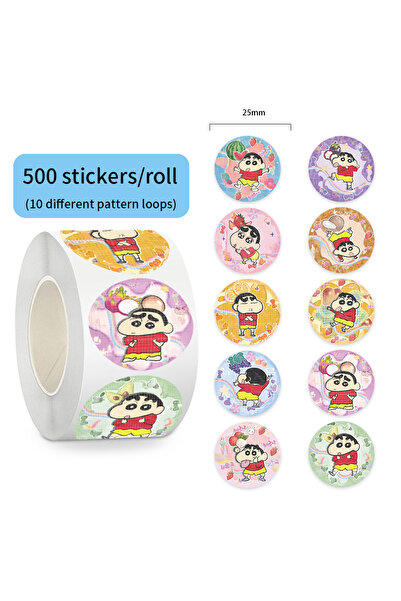 Choice لفة واحدة، 500 قطعة/لفة، ملصقات كرتونية لطيفة لشخصيات شين تشان، مناسبة...