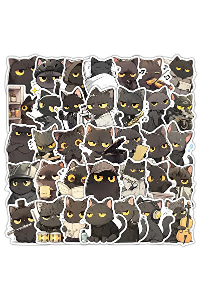 Choice 63 قطعة من ملصقات الحيوانات الكرتونية المجسمة، ملصقات قطة سوداء لطيفة،...
