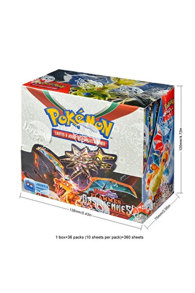 BANDAI علبة واحدة (36 قطعة) 360 قطعة من بطاقات بوكيمون الفرنسية القابلة للتدا...