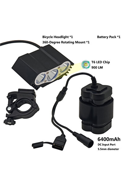 Choice مجموعة مصابيح LED للدراجات الهوائية T6-6400mah 1200LM L2/T6 مع بطارية ...