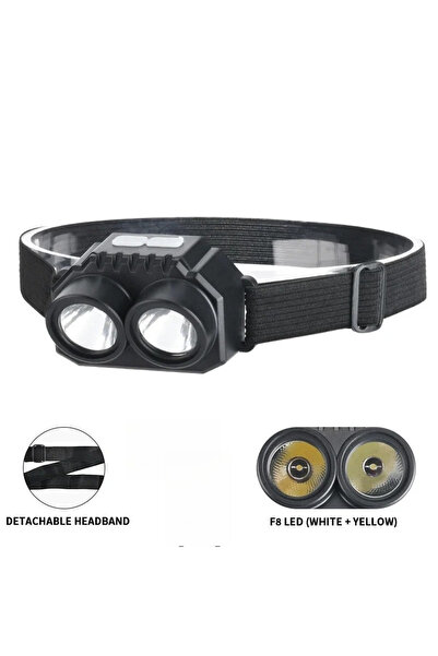 Choice مصباح أمامي محمول ثنائي اللون مقاوم للماء للتخييم في الهواء الطلق، بإض...