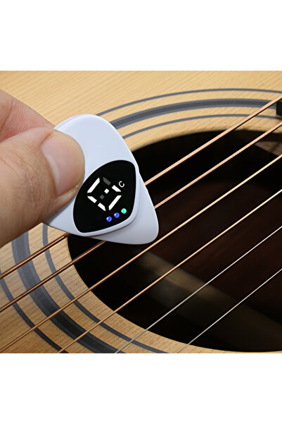 Choice White-1PC 2-in-1 Guitar & Ukulele Tuner and Pick Combo with Digital Di...