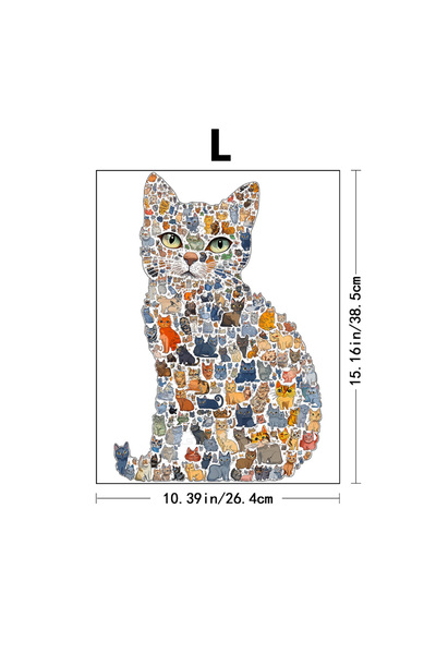 Choice Z263-L Wooden Cat Jigsaw Puzzle 5A Difficulty: Unique Shape Pieces, Pr...