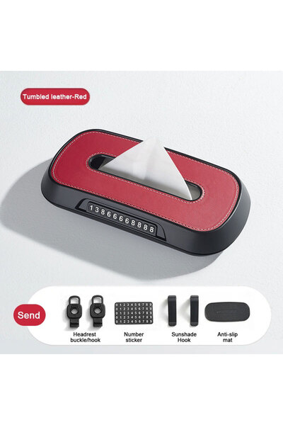 choice2 علبة مناديل ورقية للسيارة من الجلد الأحمر، تُعلق على واقي الشمس، حامل...