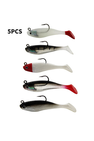 Choice 5PCS ZUHE1 Soft Fishing Lures Shad Minnow Swimbaits, Pre-Rigged Jig He...